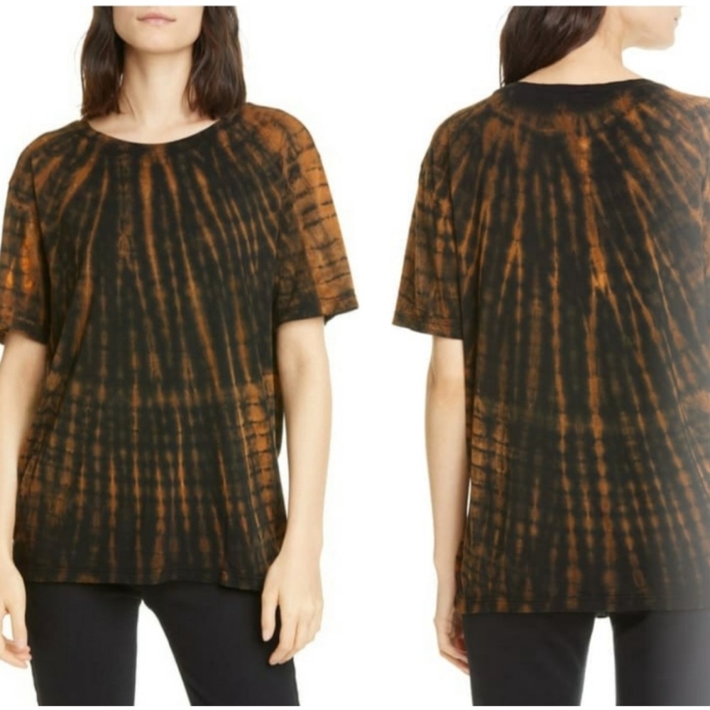 Cotton citizen Sydney tie dye black copper tan short sleeve oversized tee shirt